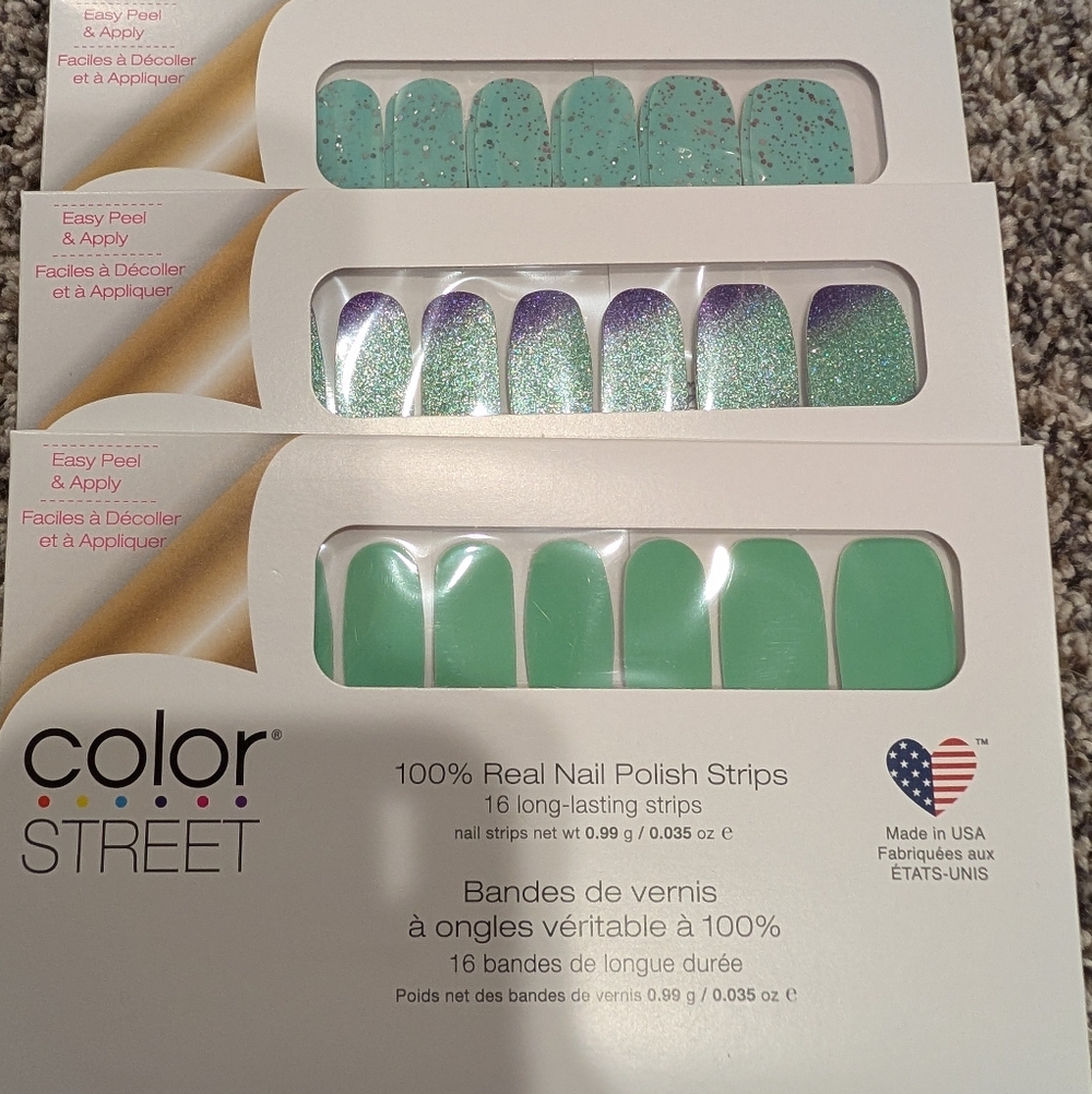 Color Street Press-On Nails - Mint Green and Glittery Purple
